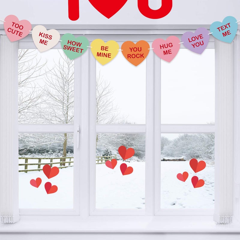 TUPARKA Valentine Conversation Candy Hearts Banner Valentine Candy Hearts Sayings Garland for Valentines Decoration Party Supplies - Image 3